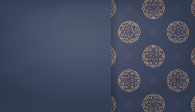 Baner in blue with a luxurious brown ornament and a place for the logo