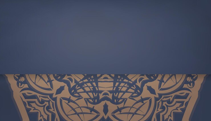 Vector baner in blue with a luxurious brown pattern for design under your text