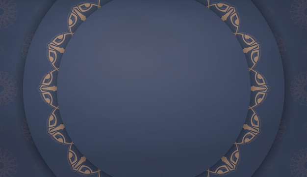 Baner in blue with old brown ornaments and a place under the logo