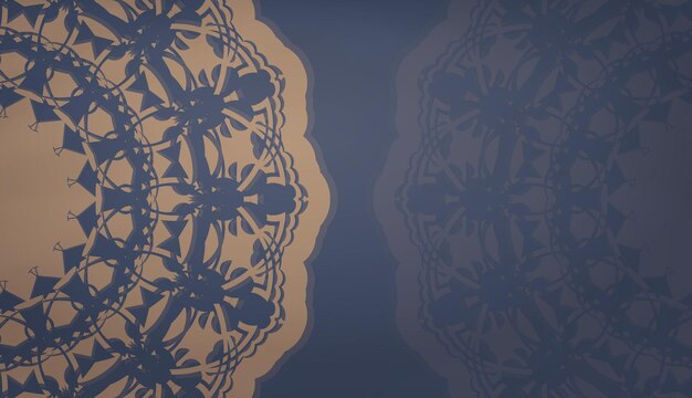 Vector baner in blue with old brown ornaments and a place under the logo