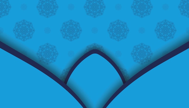 Банер синего цвета с винтажным узором для дизайна под вашим логотипом или текстом