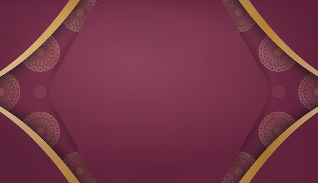Baner of burgundy color with greek gold ornament for design under your text