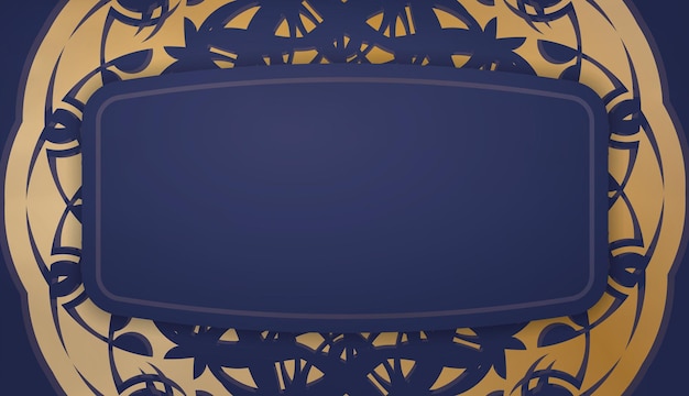 Baner di colore blu scuro con ornamento d'oro mandala per il design sotto logo o testo