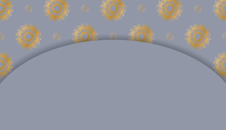Vector baner of gray color with abstract gold ornament for design under your text