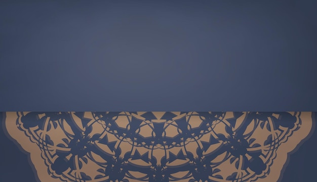 Baner in blauw met abstract bruin patroon en plaats voor tekst