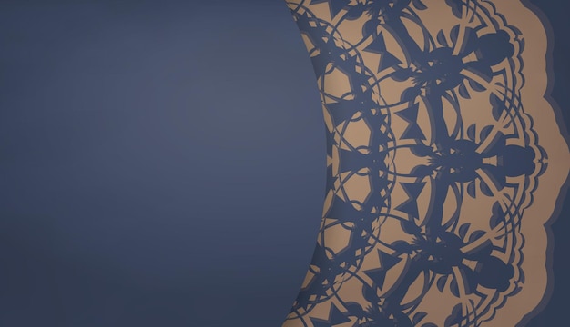 Baner in blauw met Grieks bruin ornament voor ontwerp onder uw tekst