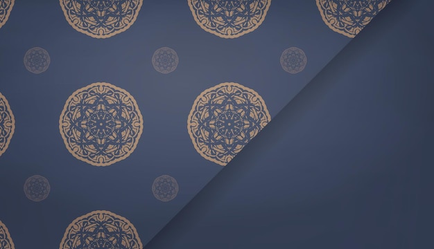 Baner in blauw met grieks bruin patroon voor ontwerp onder uw logo
