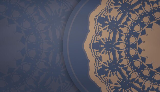 Baner in blauw met indisch bruin ornament en een plek onder het logo