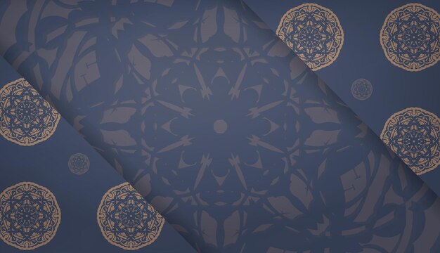 Baner in blauw met indisch bruin patroon voor ontwerp onder uw logo