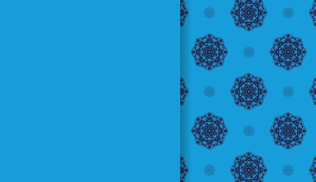 Baner in blauw met mandala-ornament en plaats voor logo of tekst