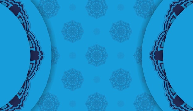 Baner in blauw met vintage ornamenten en een plek voor je logo of tekst