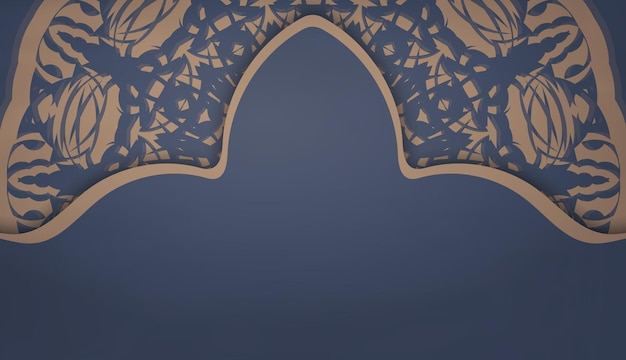 텍스트 아래에 디자인을 위한 고급스러운 갈색 패턴이 있는 파란색 Baner