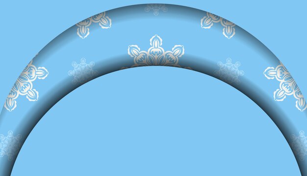 그리스 흰색 장식품이 있는 파란색의 Baner 및 로고 위치