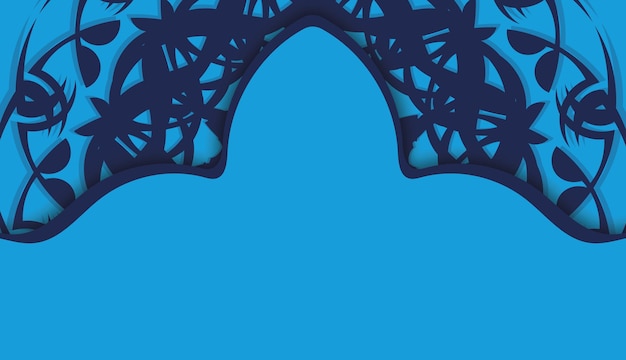 Вектор Банер синего цвета с винтажным узором и местом для логотипа или текста