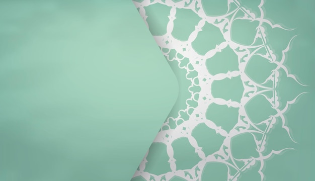 Vector baner in mintkleur met mandala wit ornament en plaats voor logo of tekst