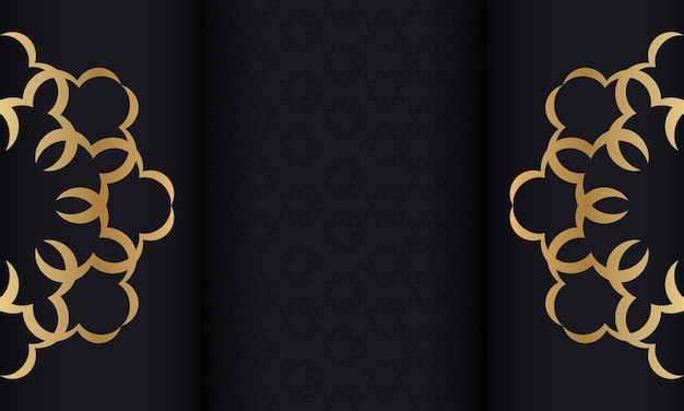 Baner in zwart met gouden luxe patroon