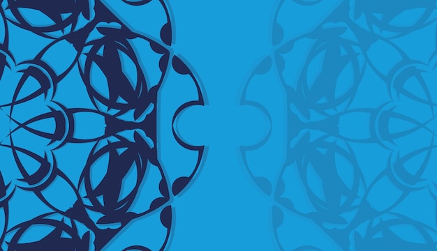 벡터 텍스트 아래 디자인을 위한 인도 패턴이 있는 파란색의 baner