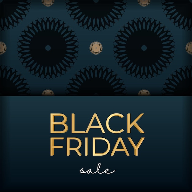 Baner sale black friday blue color abstract gold pattern