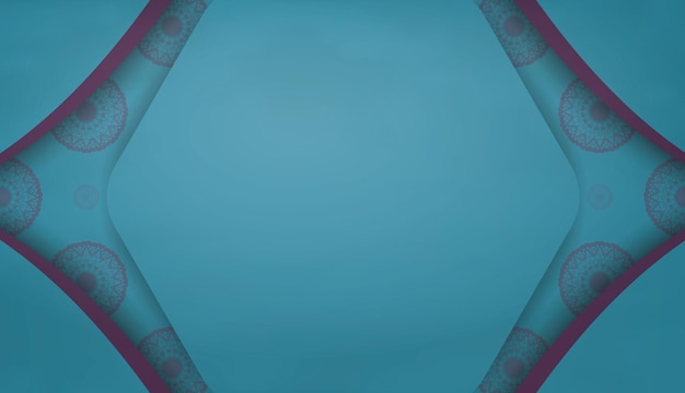 Baner of turquoise color with Greek purple ornament for design under your logo