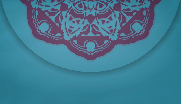 Baner di colore turchese con ornamento viola indiano per il design sotto logo o testo