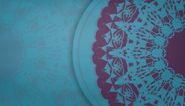 Baner di colore turchese con un lussuoso motivo viola per il design sotto logo o testo