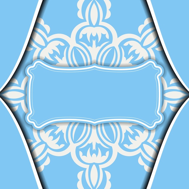 Vector baner van blauwe kleur met grieks wit patroon voor ontwerp onder uw logo