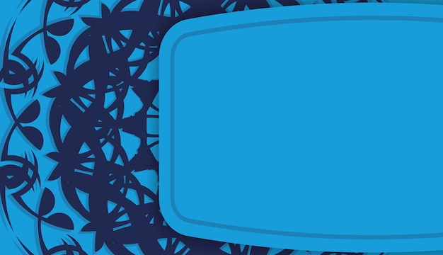 Baner van blauwe kleur met mandala-ornament voor ontwerp onder uw logo