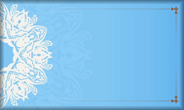 Baner van blauwe kleur met mandala wit ornament voor ontwerp onder uw tekst