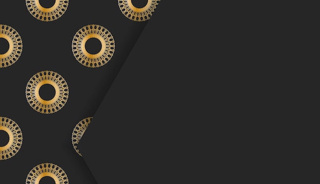 Baner van zwarte kleur met grieks gouden patroon voor ontwerp onder uw tekst