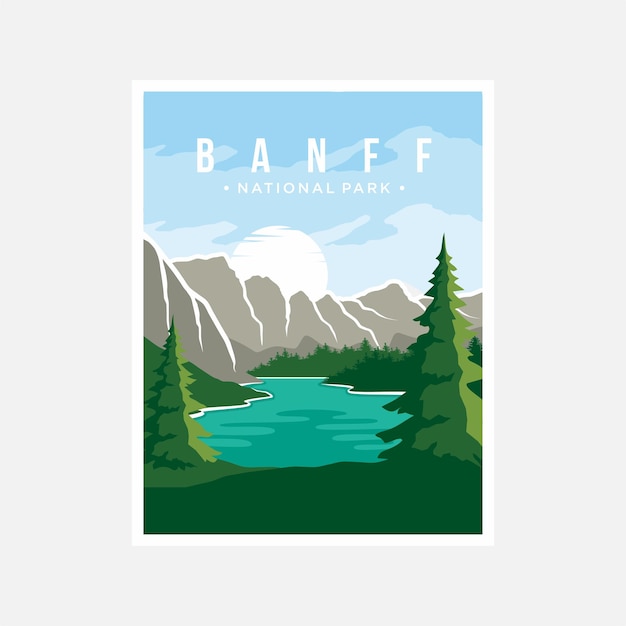 Vettore disegno illustrativo vettoriale del poster del parco nazionale di banff