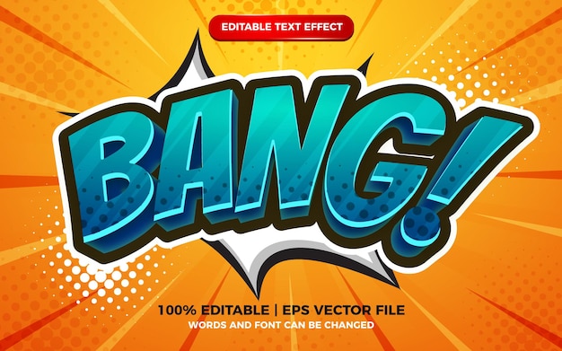 Bang comic cartoon text effect on halftone comic background