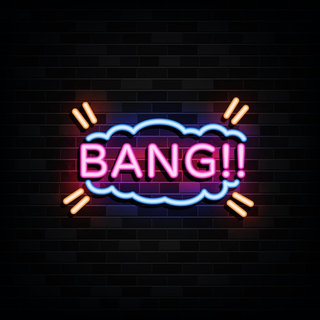 Bang signs template neon style