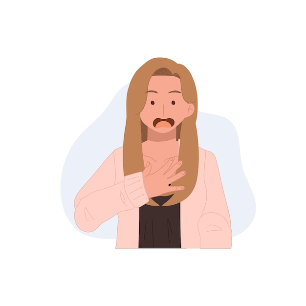 Bange geschokte vrouw Flat vector cartoon karakter illustratie