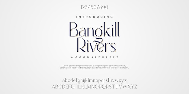 Bangkill rivers abstract fashion font alfabeto caratteri urbani moderni minimi per il marchio del logo ecc