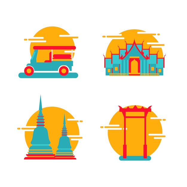 Vector bangkok landmarks icon