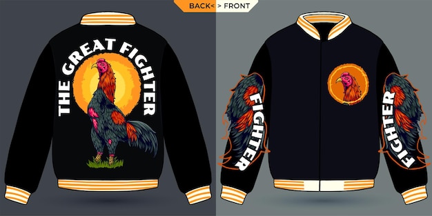 Vector bangkok rooster visualized with a jacket mock up