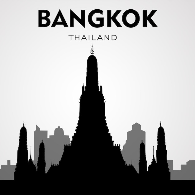 Bangkok thailand city landmark pagoda thailand vector illustration silhouette of the city