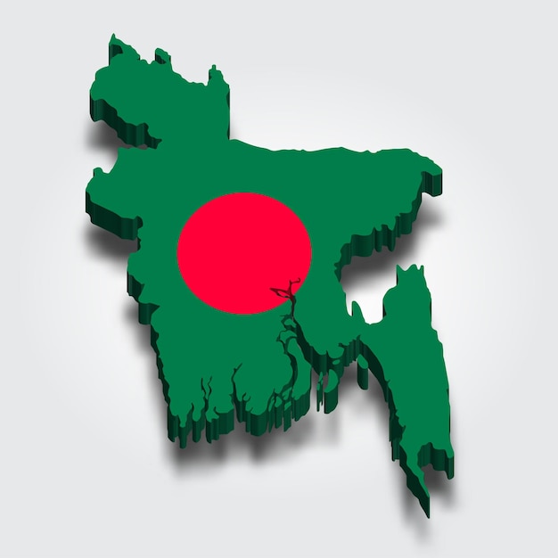 Bangladesh 3d map with flag