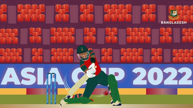 Bangladesh Batting Player met grond en Azië beker 2022