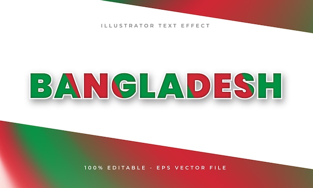 Vector bangladesh bewerkbaar teksteffect met bengaalse vlagtextuur