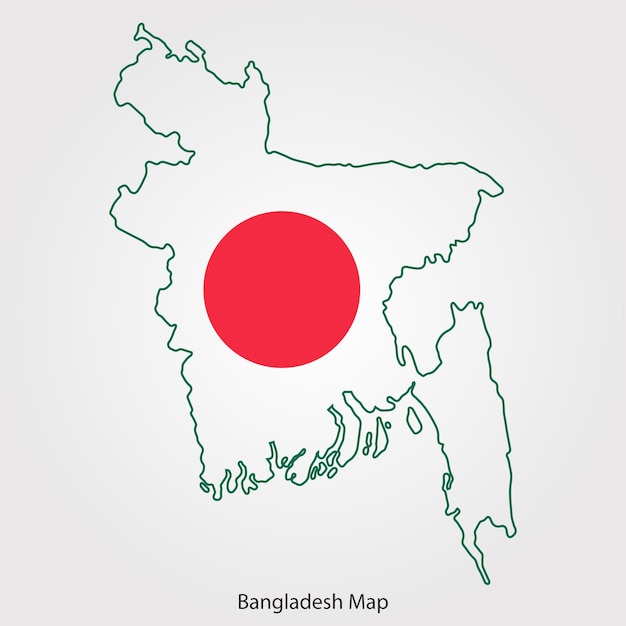 Bangladesh country map with national flag