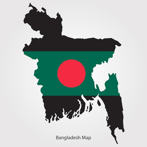 Bangladesh country map with national flag