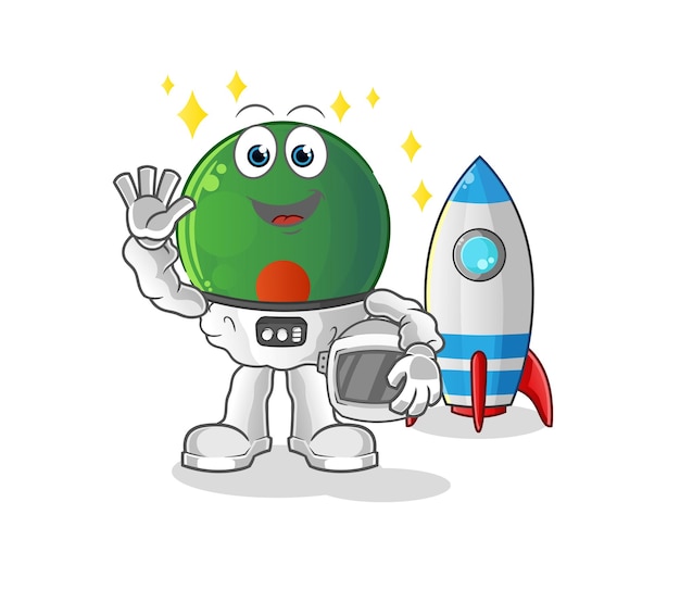 방글라데시 국기 우주 비행사 흔들며 캐릭터 만화 마스코트 벡터