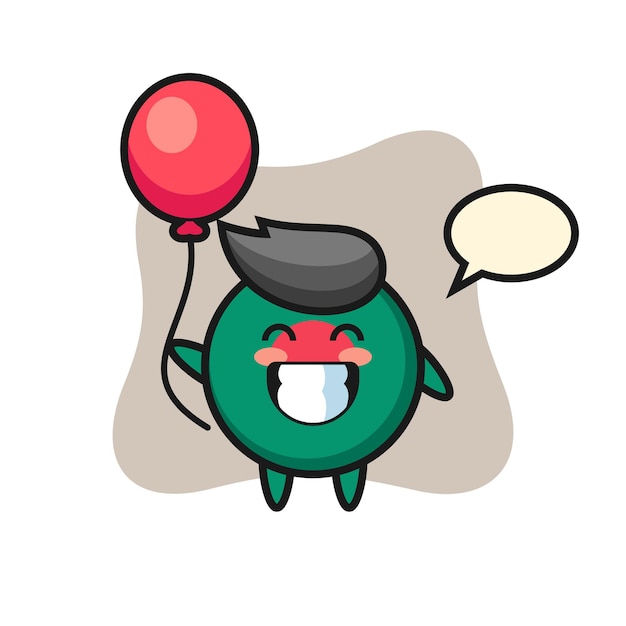 bangladesh flag badge mascot illustration is playing balloon , cute style design for t shirt, sticker, logo element