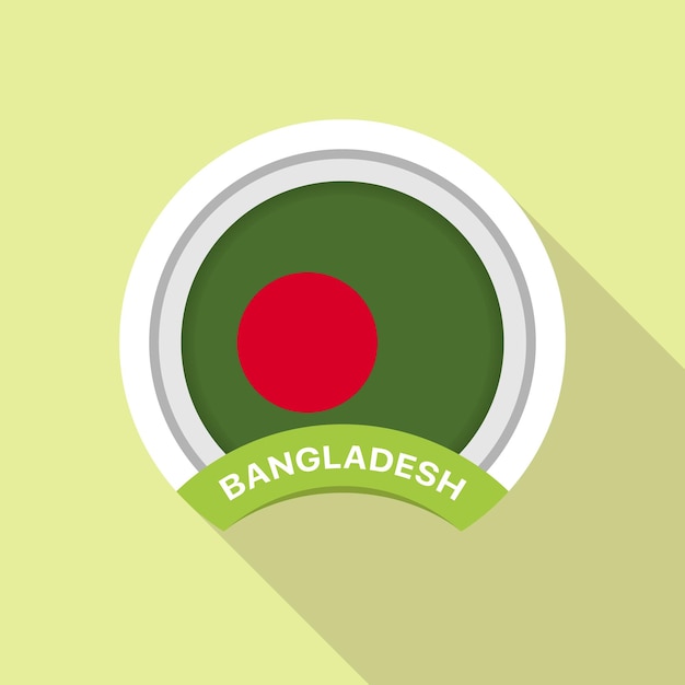 Bangladesh flag button on a white background Vector illustration