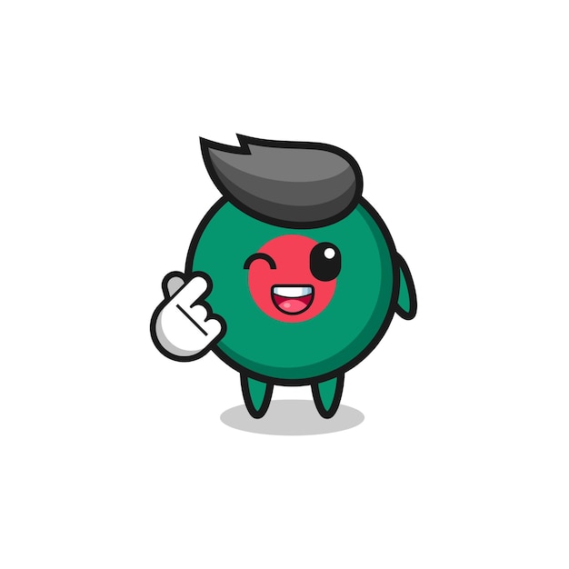 Bangladesh flag character doing Korean finger heartxA cute designxA