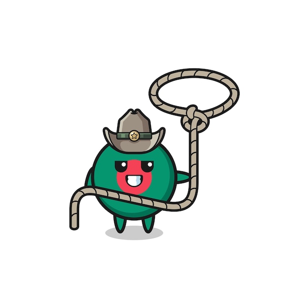 The bangladesh flag cowboy with lasso rope