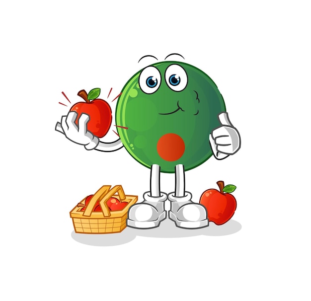 Bangladesh flag eating an apple illustration. character vector