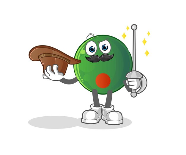 Bangladesh flag fencer character cartoon mascot vector