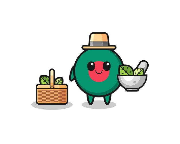 bangladesh flag herbalist cute cartoon
